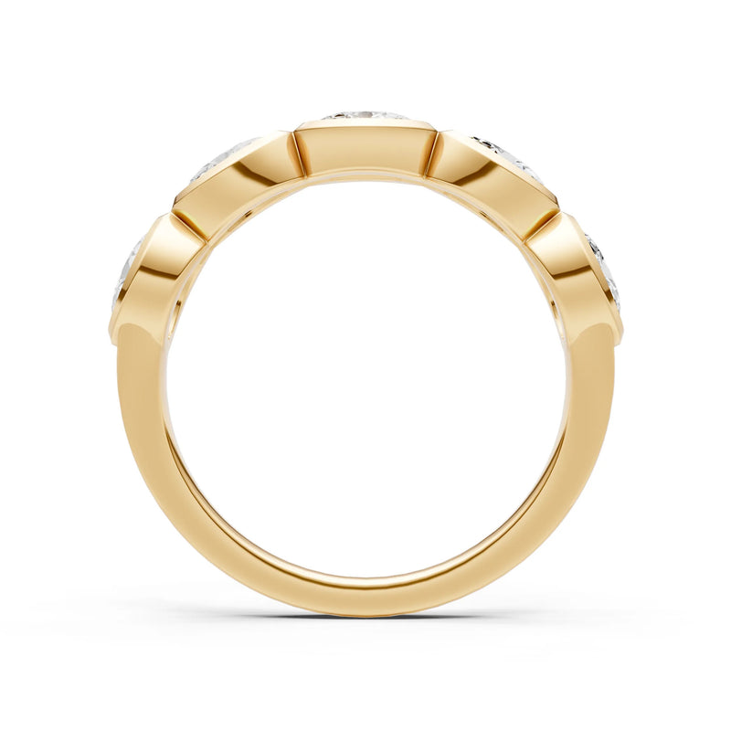 Oval Gemstone Bezel Set Half Eternity Band