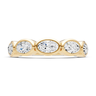 Oval Gemstone Bezel Set Half Eternity Band