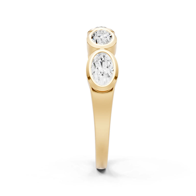 Oval Gemstone Bezel Set Half Eternity Band
