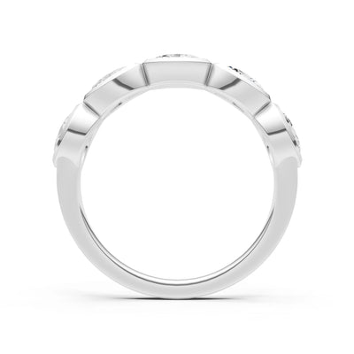 Oval Gemstone Bezel Set Half Eternity Band