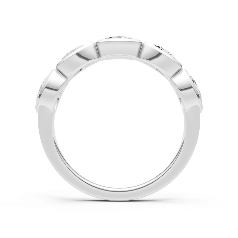 Oval Gemstone Bezel Set Half Eternity Band