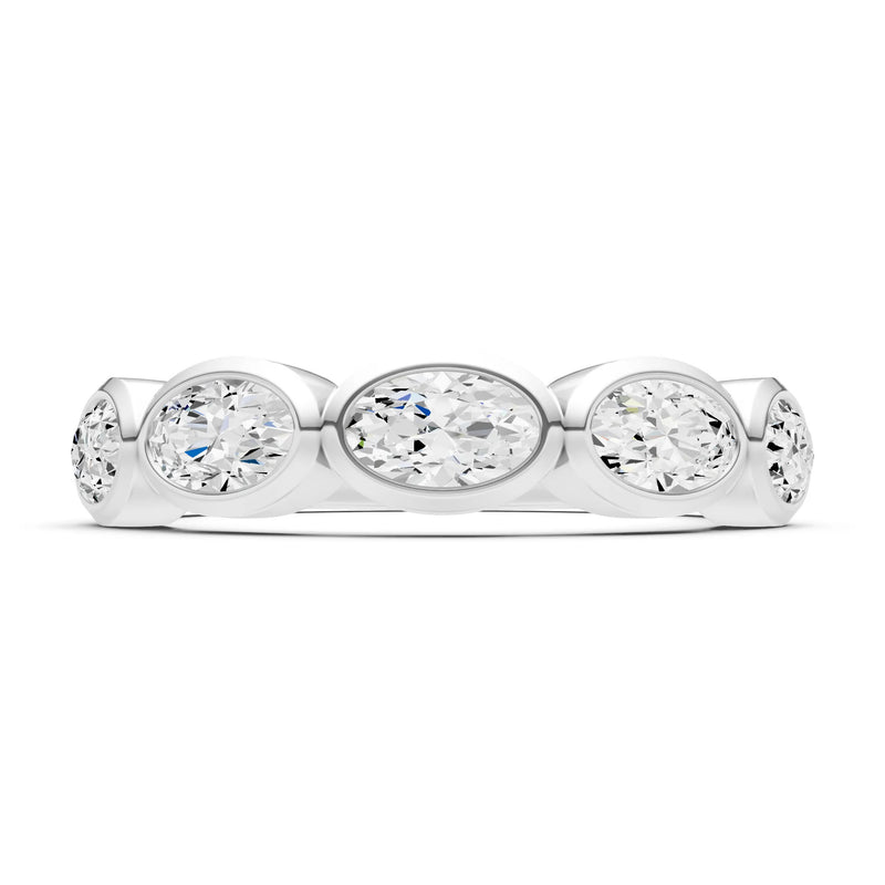 Oval Gemstone Bezel Set Half Eternity Band