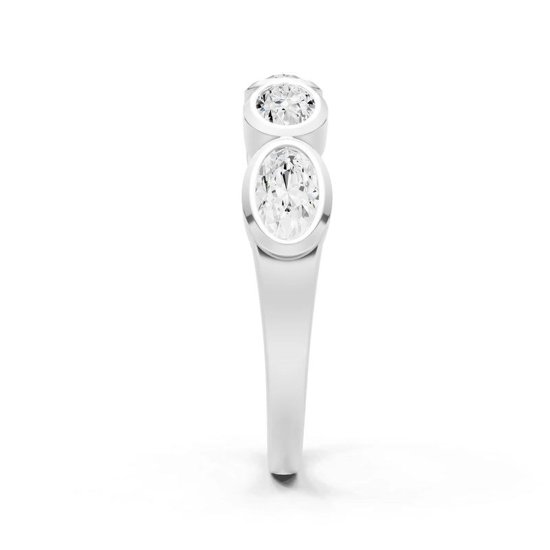 Oval Gemstone Bezel Set Half Eternity Band