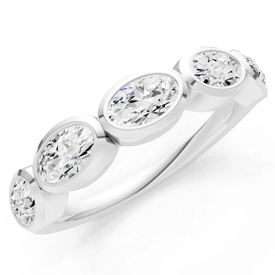 Oval Gemstone Bezel Set Half Eternity Band