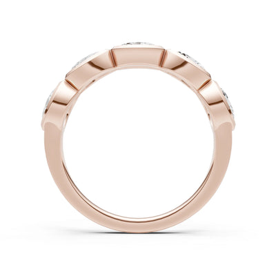 Oval Gemstone Bezel Set Half Eternity Band