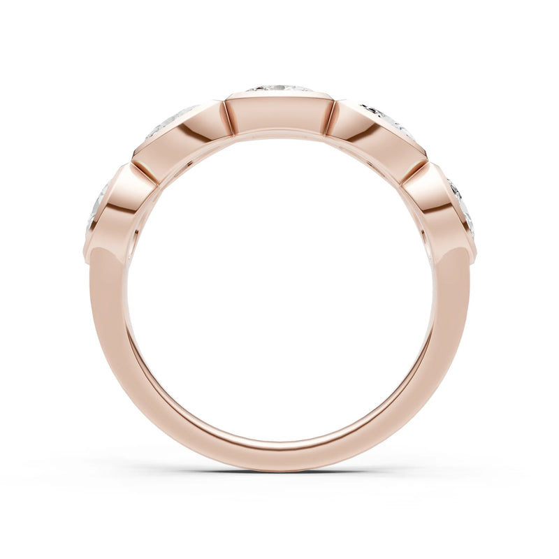 Oval Gemstone Bezel Set Half Eternity Band