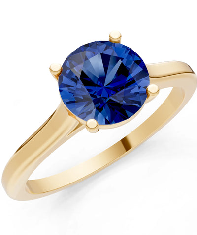 Round Cut Gemstone Solitaire Gold Ring