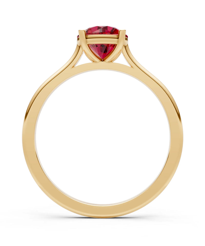 Created Ruby Round 6.5mm Normal 4 Prong Basket Classic Solitaire Engagement Ring