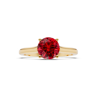 Created Ruby Round 6.5mm Normal 4 Prong Basket Classic Solitaire Engagement Ring