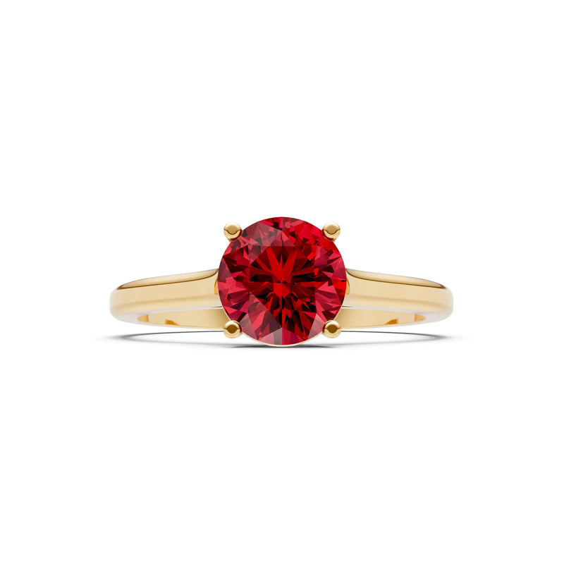 Created Ruby Round 6.5mm Normal 4 Prong Basket Classic Solitaire Engagement Ring