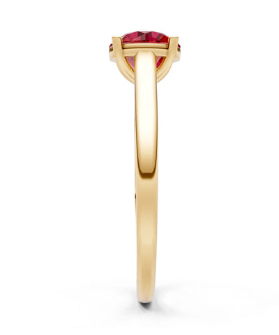 Created Ruby Round 6.5mm Normal 4 Prong Basket Classic Solitaire Engagement Ring