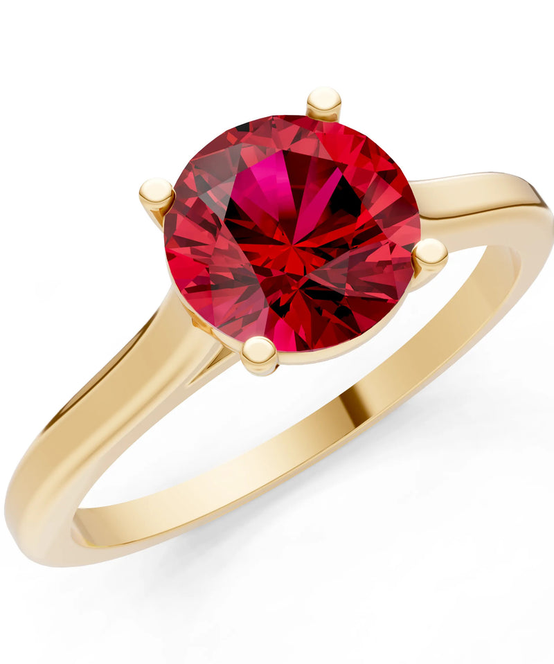 Created Ruby Round 6.5mm Normal 4 Prong Basket Classic Solitaire Engagement Ring