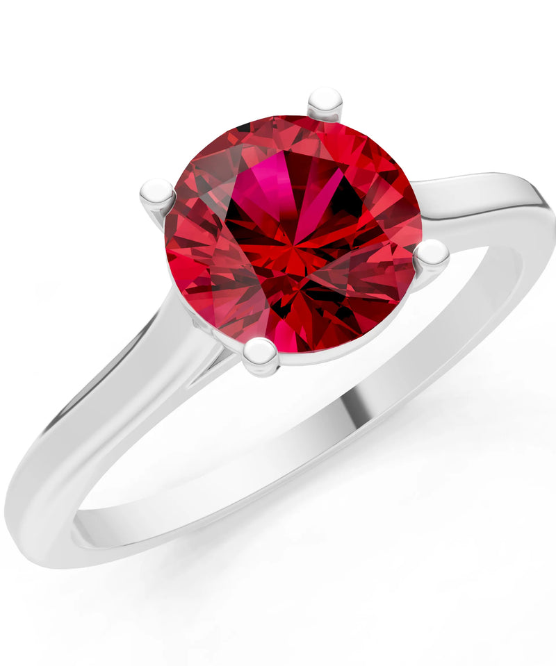 Round Cut Gemstone Solitaire Gold Ring