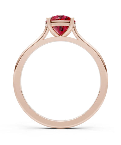 Created Ruby Round 6.5mm Normal 4 Prong Basket Classic Solitaire Engagement Ring