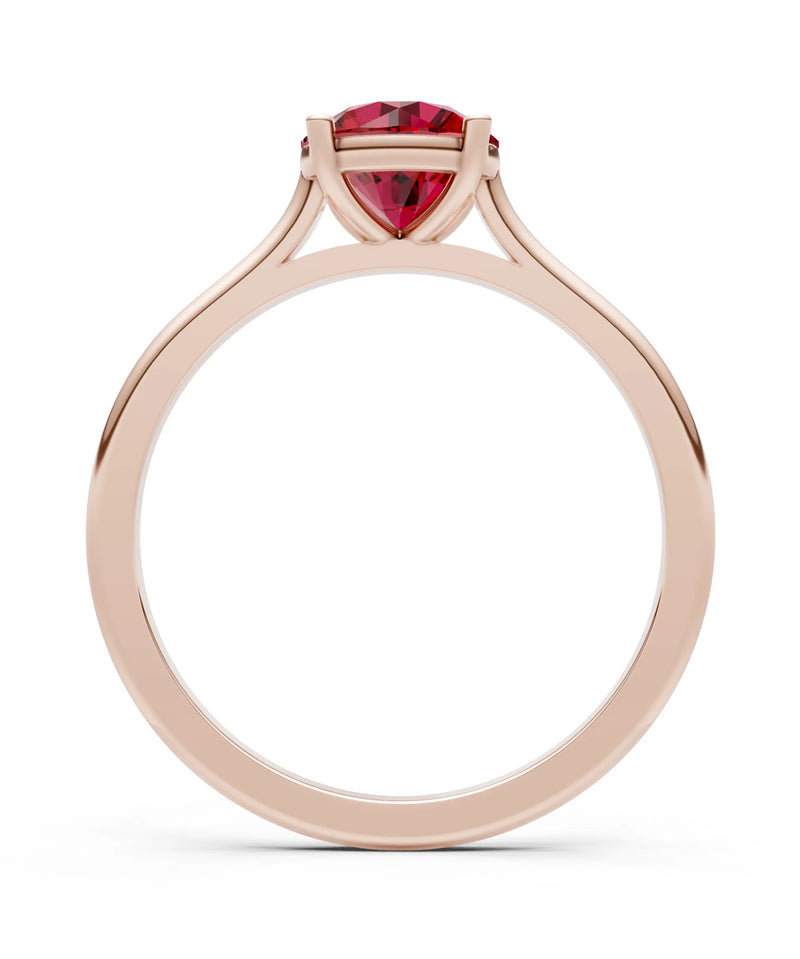 Created Ruby Round 6.5mm Normal 4 Prong Basket Classic Solitaire Engagement Ring