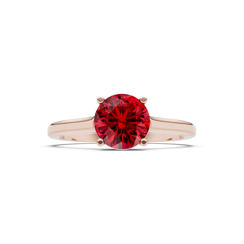 Created Ruby Round 6.5mm Normal 4 Prong Basket Classic Solitaire Engagement Ring