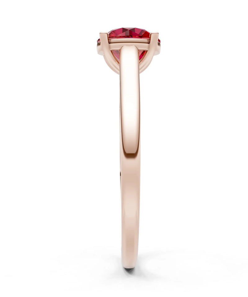 Created Ruby Round 6.5mm Normal 4 Prong Basket Classic Solitaire Engagement Ring