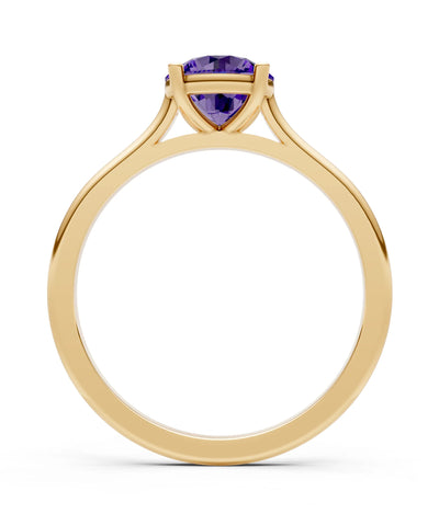 Round Cut Gemstone Solitaire Gold Ring