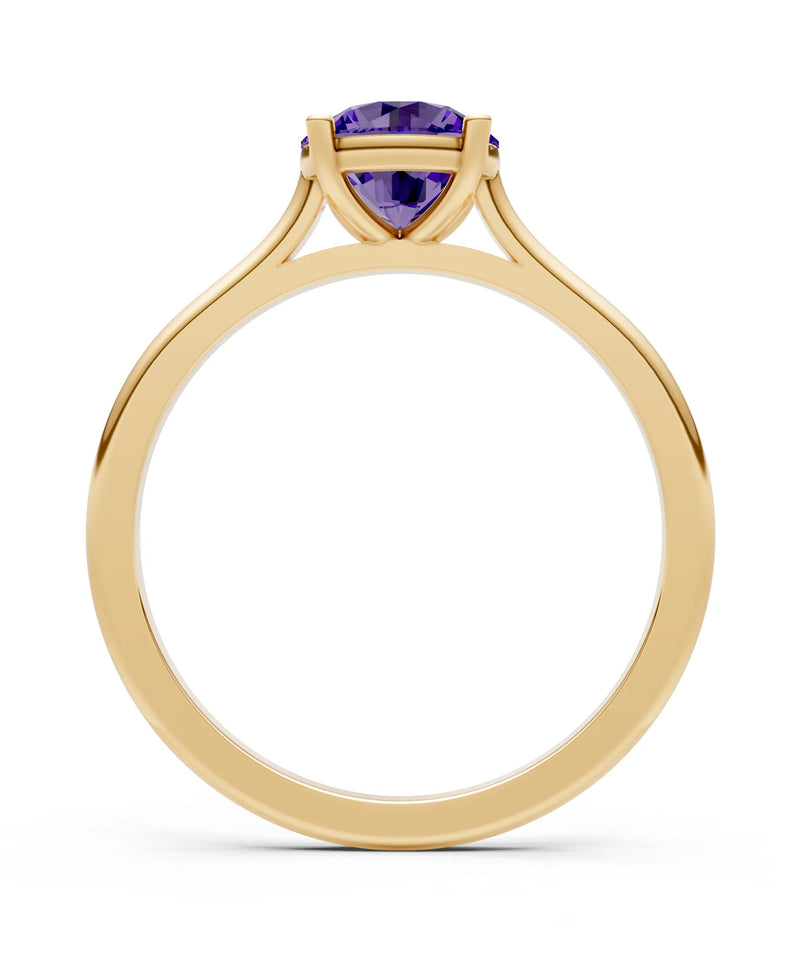 Round Cut Gemstone Solitaire Gold Ring