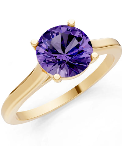 Round Cut Gemstone Solitaire Gold Ring