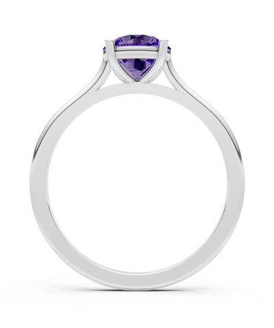 Round Cut Gemstone Solitaire Gold Ring