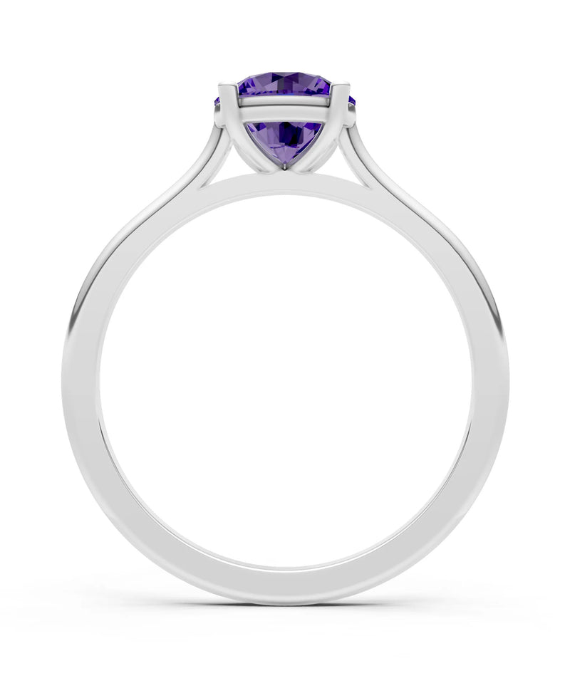 Round Cut Gemstone Solitaire Gold Ring