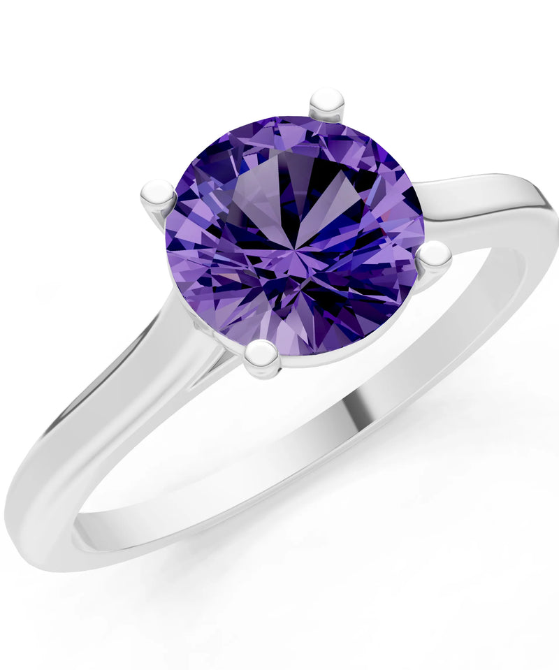 Round Cut Gemstone Solitaire Gold Ring