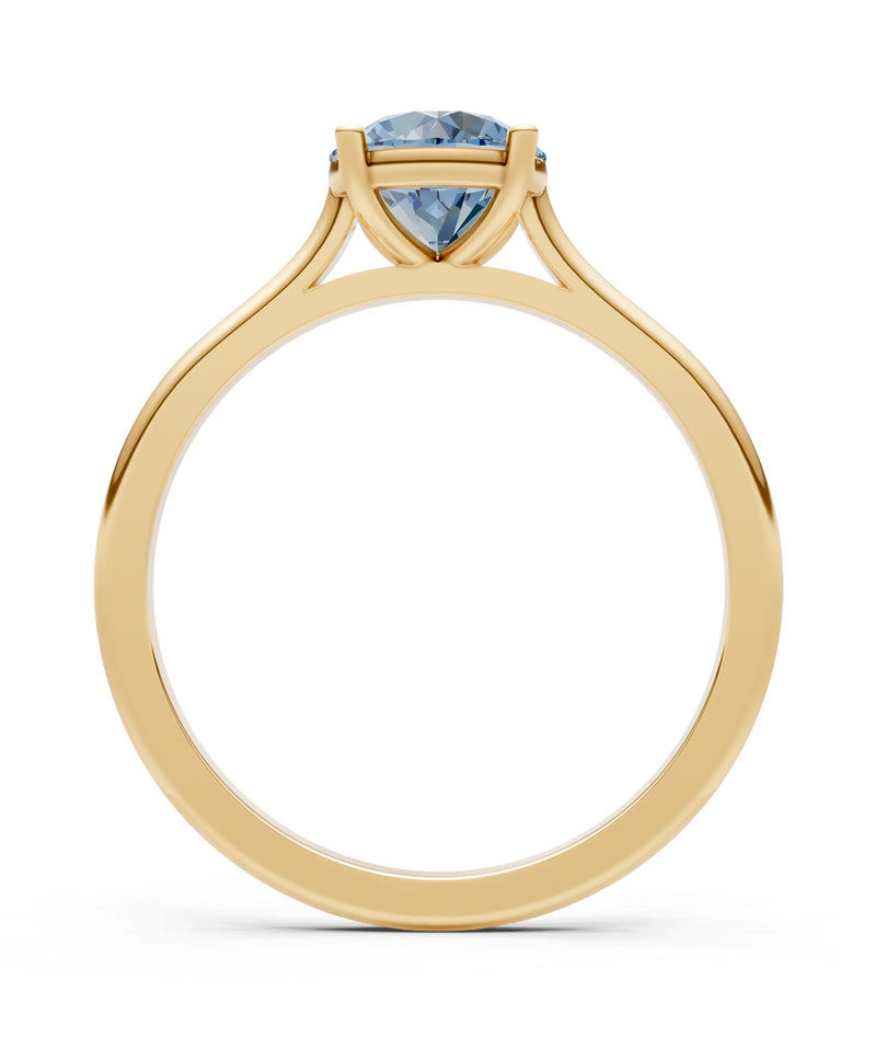 Aquamarine Round 6.5mm Normal 4 Prong Basket Classic Solitaire Engagement Ring