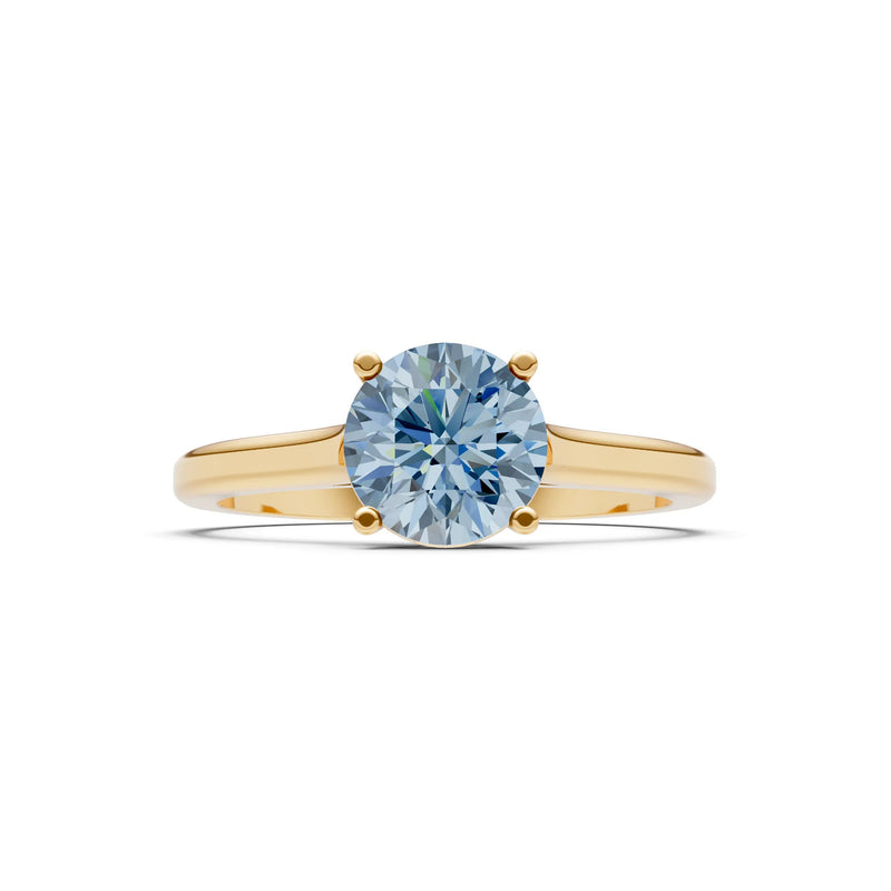 Aquamarine Round 6.5mm Normal 4 Prong Basket Classic Solitaire Engagement Ring