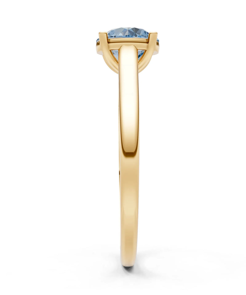 Aquamarine Round 6.5mm Normal 4 Prong Basket Classic Solitaire Engagement Ring