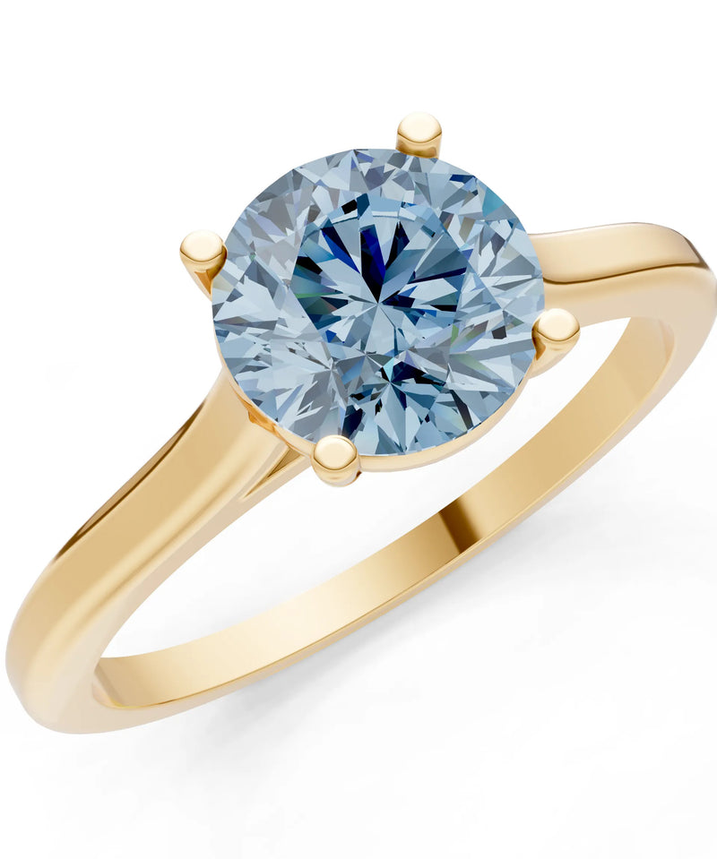 Aquamarine Round 6.5mm Normal 4 Prong Basket Classic Solitaire Engagement Ring