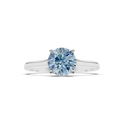 Aquamarine Round 6.5mm Normal 4 Prong Basket Classic Solitaire Engagement Ring