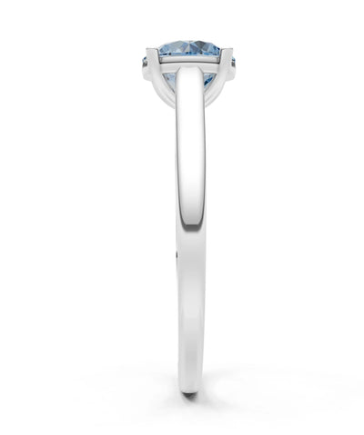 Aquamarine Round 6.5mm Normal 4 Prong Basket Classic Solitaire Engagement Ring