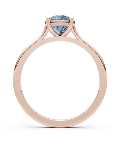 Aquamarine Round 6.5mm Normal 4 Prong Basket Classic Solitaire Engagement Ring