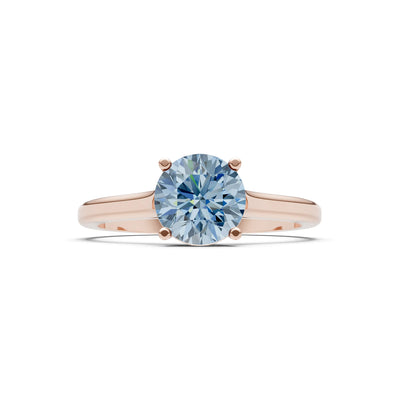 Aquamarine Round 6.5mm Normal 4 Prong Basket Classic Solitaire Engagement Ring