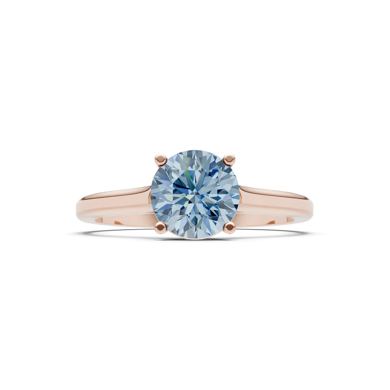 Aquamarine Round 6.5mm Normal 4 Prong Basket Classic Solitaire Engagement Ring
