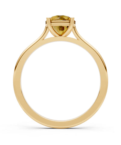 Round Cut Gemstone Solitaire Gold Ring