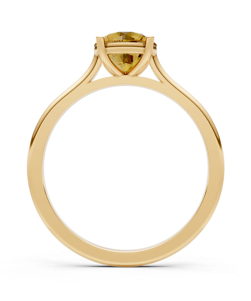 Citrine Round 6.5mm Normal 4 Prong Basket Classic Solitaire Engagement Ring