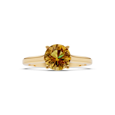 Citrine Round 6.5mm Normal 4 Prong Basket Classic Solitaire Engagement Ring