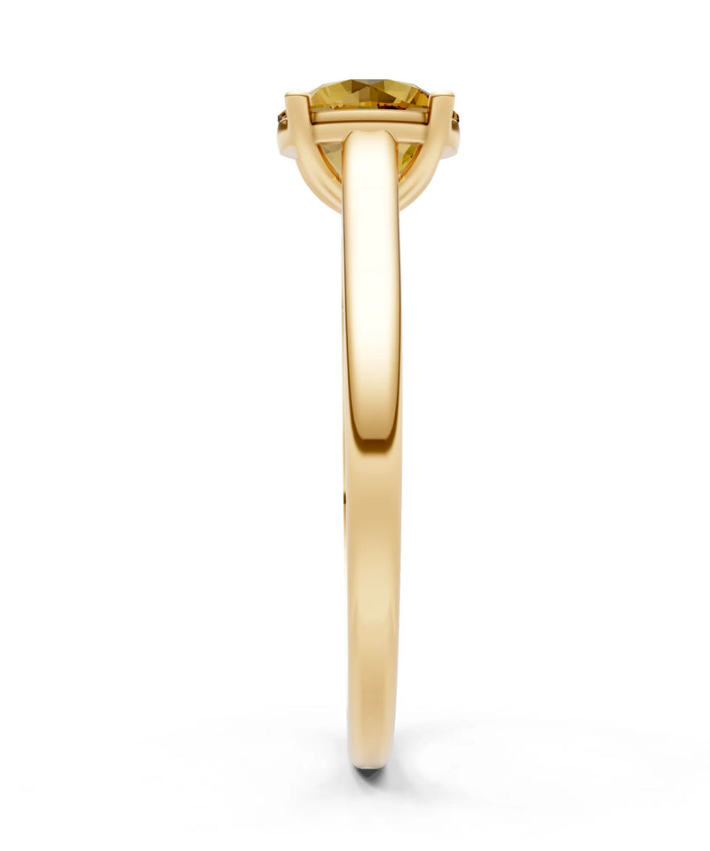 Citrine Round 6.5mm Normal 4 Prong Basket Classic Solitaire Engagement Ring