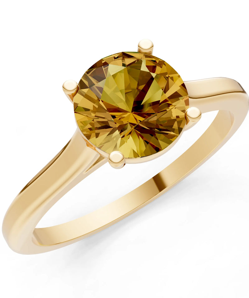Round Cut Gemstone Solitaire Gold Ring