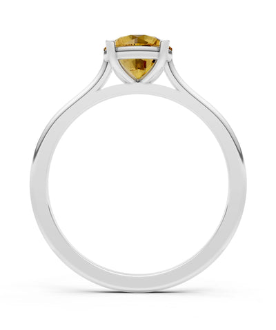 Round Cut Gemstone Solitaire Gold Ring