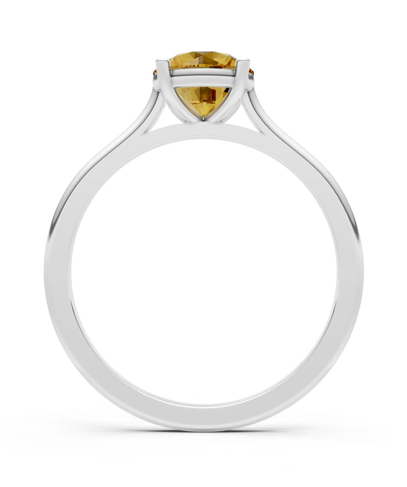 Round Cut Gemstone Solitaire Gold Ring