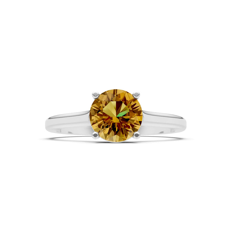 Round Cut Gemstone Solitaire Gold Ring