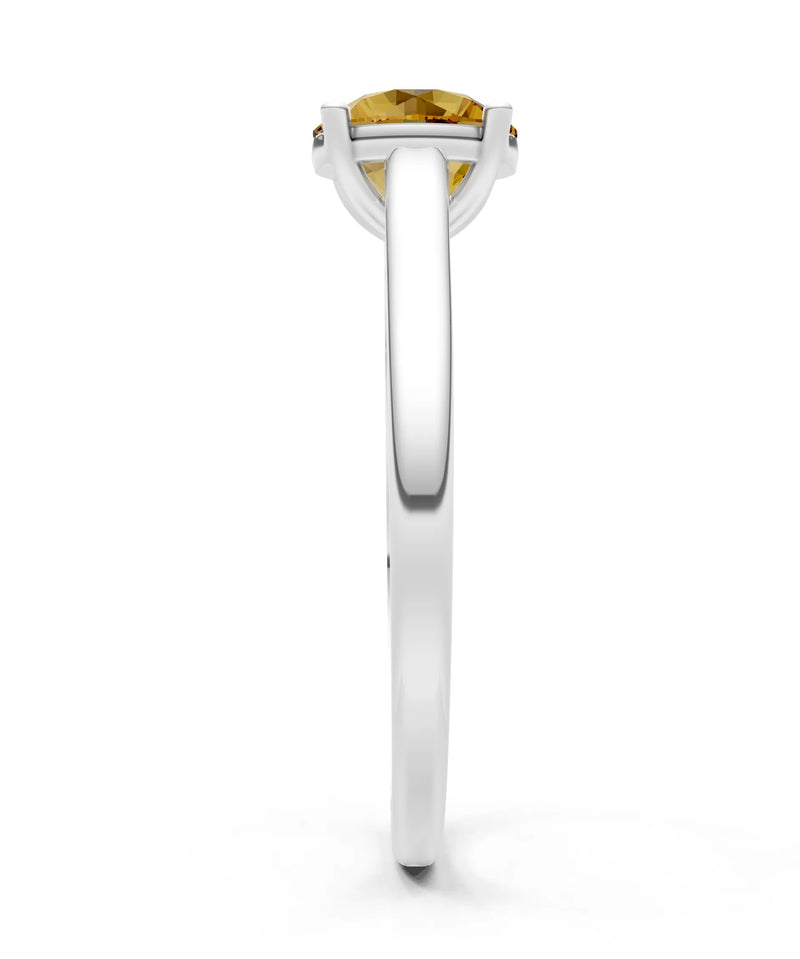 Round Cut Gemstone Solitaire Gold Ring