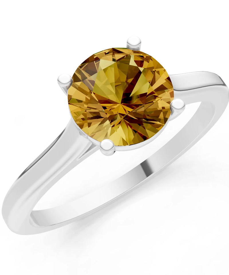 Round Cut Gemstone Solitaire Gold Ring