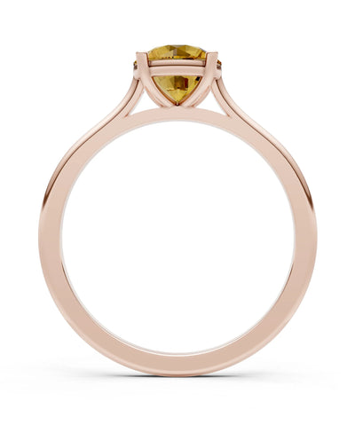 Citrine Round 6.5mm Normal 4 Prong Basket Classic Solitaire Engagement Ring