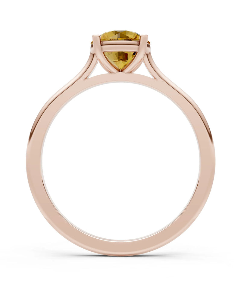 Citrine Round 6.5mm Normal 4 Prong Basket Classic Solitaire Engagement Ring