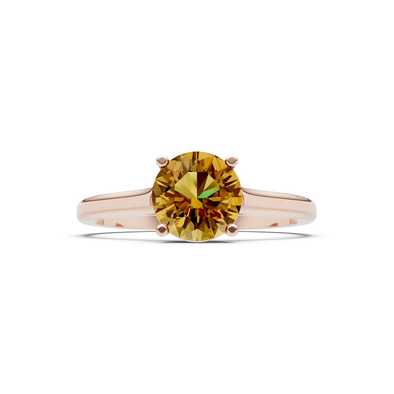 Citrine Round 6.5mm Normal 4 Prong Basket Classic Solitaire Engagement Ring