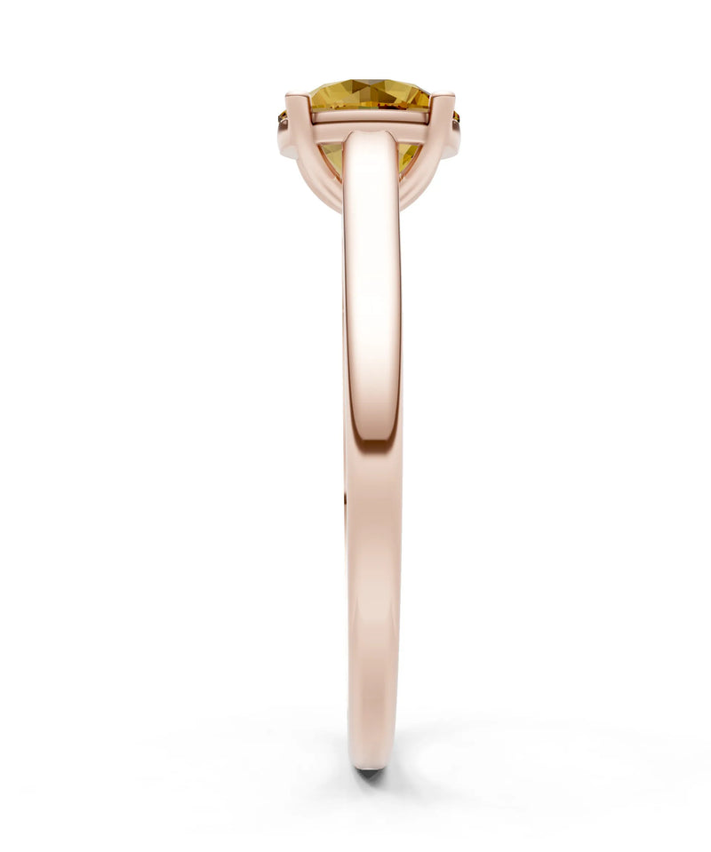 Citrine Round 6.5mm Normal 4 Prong Basket Classic Solitaire Engagement Ring